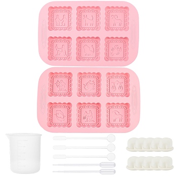 DIY Soap Silicone Mold Kits, with Constellations Pattern Food Grade Silicone Molds, Plastic Round Stirring Rod & Transfer Pipettes, Latex Finger Cots and 100ml Silicone Measuring Cup, Mixed Color, 250x160x18mm, 2pcs