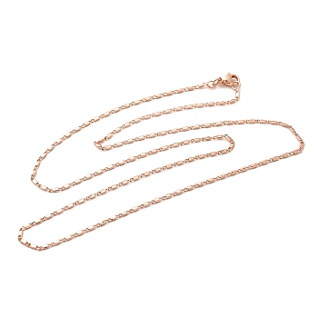 1.5mm Rack Plating Brass Oval Link Chain Necklaces for Women Men, Cadmium Free & Lead Free, 901 Stainless Steel Clasp, Long-Lasting Plated, Rose Gold, 23.62 inch(60cm)