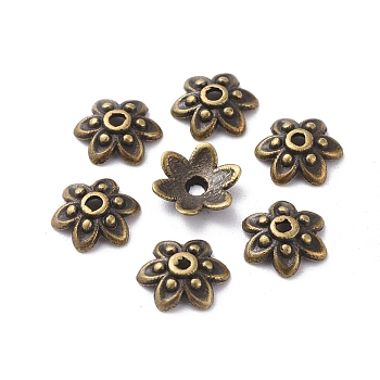 Tibetan Antique Bronze Metal Caps, Lead Free & Cadmium Free, 9x3mm, Hole: 1mm