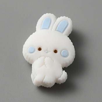 Food Grade Eco-Friendly Silicone Beads, Rabbit, Light Sky Blue, 26x17.5x8mm, Hole: 2mm