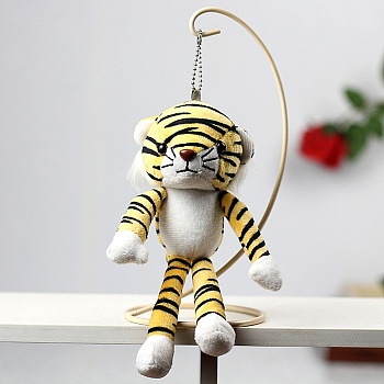 Cartoon PP Cotton Plush Simulation Soft Stuffed Animal Toy Tiger Pendants Decorations, for Girls Boys Gift, Gold, 245mm