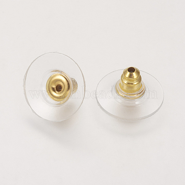 Brass Bullet Clutch Bullet Clutch Earring Backs with Pad(KK-E446-14G)-2