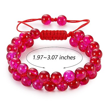 bracelet de perles tressées en verre rond étincelant(BJEW-SW00082-17)-2