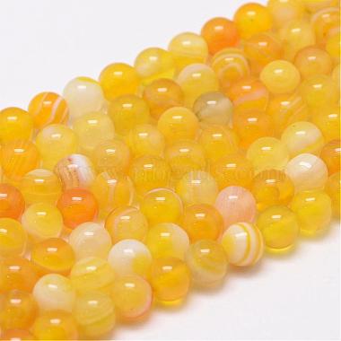 6mm Gold Round Striped Agate Beads