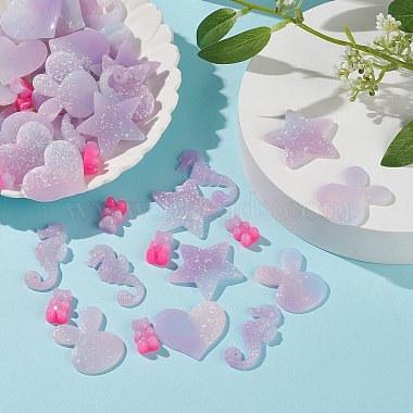 PandaHall Elite 60Pcs 5 Style Opaque Resin Cabochons(CRES-PH0003-40)-4