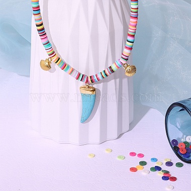 colliers à pendentif perles heishi en argile polymère fait à la main(X1-NJEW-JN02817)-2