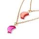 Synthetic Shell Moon Pendant Double Layer Necklaces and Dangle Stud Earrings(SJEW-F217-02G)-4