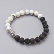 Perles de pierre de lave naturelle et perles de howlite naturelles bracelets extensibles(BJEW-JB03851-02)-1