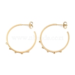 304 Stainless Steel Stud Earring Findings, Ear Wire, with Earring Backs/Ear Nut and Loop, Golden, 30x1mm, Hole: 0.9mm(STAS-C182-01B-G)
