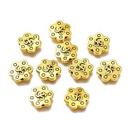 Tibetan Style Alloy Beads, Flower with Aum/Om Symbol, Antique Golden, 12.5x3mm, Hole: 1.2mm(PALLOY-H170-41AG)