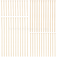 160Pcs 4 Styles Brass Flat Head Pins, Long-Lasting Plated, Real 18K Gold Plated, 21 Gauge, 25~63x0.7mm, Head: 2mm, 40pcs/style(KK-BBC0009-48)