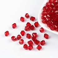 Faceted Bicone Transparent Acrylic Beads, Dyed, Dark Red, 6mm, Hole: 1mm, about 5800pcs/500g(DBB6mm06)