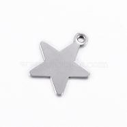 201 Stainless Steel Charms, Star, Stainless Steel Color, 15x13x0.6mm, Hole: 1.4mm(STAS-D445-068)