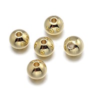 Brass Beads, Lead Free & Nickel Free & Cadmium Free, Solid Round, Real 18K Gold Plated, 8mm, Hole: 1.6mm(KK-F0317-8mm-01G-NR)