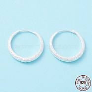 Textured 925 Sterling Silver Small Huggie Hoop Earrings, Exquisite Minimalist Earrings for Girl Women, Silver, 3x20mm, Pin: 0.8mm(EJEW-I260-29S)