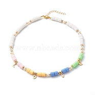 Polymer Clay Beaded Necklaces, with Pearl and Brass Beads, Word Love, Colorful, 16.14 inch(41cm)(NJEW-JN03621-01)