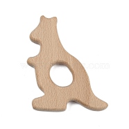 Natural Beech Wooden Baby Teething Toys, Teething Animal Rings for Newborn Toddler Infant, Kangaroo, BurlyWood, 83x64x10mm, Hole: 22x18mm(WOOD-U003-13)