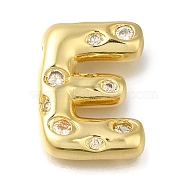 Brass with Cubic Zirconia Pendant, Letter E, Letter E, 21x15.5x6mm, Hole: 34mm(KK-Q818-03E-G)