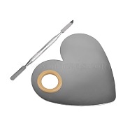 Stainless Steel Color Palette and Double Head Spoon Palette Spatulas Stick Rod, Makeup Cosmetic Nail Art Tool, Heart, Stainless Steel Color, 9.8x11cm, 11.6cm(MRMJ-G001-85)