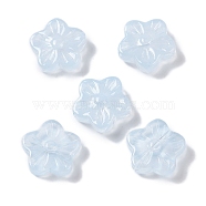 Baking Paint Glass Beads, Flower, Light Sky Blue, 12.5x13x4.5mm, Hole: 1.2mm(GLAA-S202-06G)