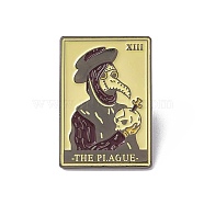 Plague Doctor/Crow with Sickle Tarot Card Enamel Pin, Gunmetal Brass Brooch for Backpack Clothes, Yellow, 30x21x2mm, Pin: 1.2mm.(JEWB-D012-20)
