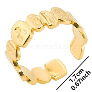 Vintage Stainless Steel Couple Rings, Oval Open Cuff Rings for Men and Women, Golden(YY1476-2)