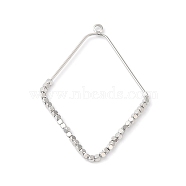 Brass Open Back Bezel Pendants, Nickel Free, for DIY UV Resin, Rhombus with Cubes Beaded, Real Platinum Plated, 40.5~41x30~31x2mm, Hole: 1.8mm(KK-O144-27P)
