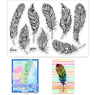PVC Plastic Stamps, for DIY Scrapbooking, Photo Album Decorative, Cards Making, Stamp Sheets, Feather Pattern, 16x11x0.3cm(DIY-WH0167-56-999)
