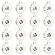 Alloy Hang Snap Base Pendant, for Interchangeable Snap Charms Jewelry Making, Flat Round, Platinum, 23x19x5mm, Hole: 2mm, 16pcs/box(FIND-FG0001-97)