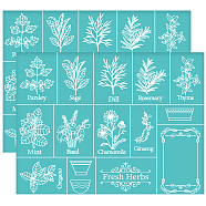 Self-Adhesive Silk Screen Printing Stencil, for Painting on Wood, DIY Decoration T-Shirt Fabric, Turquoise, Plants Pattern, 280x220mm(DIY-WH0338-164)