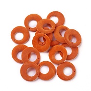 Flocky Acrylic Pendants, Ring, Orange Red, 26.5~27x4mm, Hole: 1.2mm(X-OACR-I001-E09)
