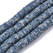 Handmade Polymer Clay Bead Strands, Heishi Beads, for DIY Jewelry Crafts Supplies, Disc/Flat Round, Steel Blue, 6x0.5~1mm, Hole: 2mm, about 320~450pcs/strand, 15.35 inch~16.92 inch(39~43cm)(X-CLAY-S094-6mm-B01)