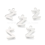 201 Stainless Steel Charms, Alphabet, Letter.Z, 12x7.8x0.5mm, Hole: 1.4mm(STAS-C021-06P-Z)