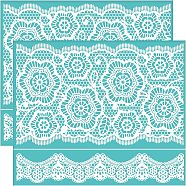 Self-Adhesive Silk Screen Printing Stencil, for Painting on Wood, DIY Decoration T-Shirt Fabric, Turquoise, Floral Pattern, 220x280mm(DIY-WH0338-058)