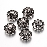 Gunmetal Iron Filigree Flat Round Beads, 23mmx12.5mm, hole: 2mm(X-E060Y-B)