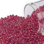 TOHO Round Seed Beads, Japanese Seed Beads, (165C) Transparent AB Ruby, 11/0, 2.2mm, Hole: 0.8mm, about 5555pcs/50g(SEED-XTR11-0165C)
