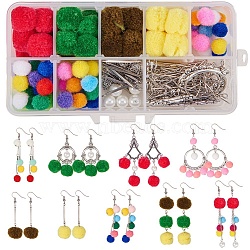 SUNNYCLUE DIY Earring Making, with DIY Doll Craft Pom Pom Balls, Tibetan Style Alloy Chandelier Components and Brass Earring Hooks, Mixed Color, 13.5x7x3cm(DIY-SC0005-34)