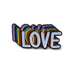 Rainbow Word LOVE Enamel Pins, Black Alloy Brooch for Backpack Clothes, Colorful, 15x31x1.5mm(JEWB-P030-M01)