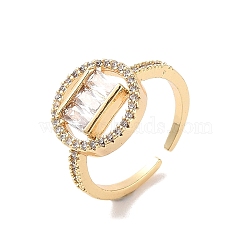 Brass Micro Pave Cubic Zirconia Open Cuff Rings, Round, Golden, Inner Diameter: 17mm(RJEW-K263-09G)