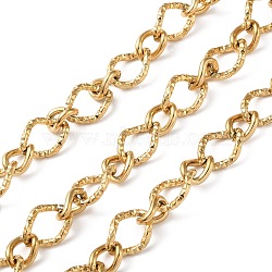 Ion Plating(IP) 304 Stainless Steel Textured Twist Oval Link Chains, Unwelded, with Spool, Golden, 13.5x10x1.7mm, 9.5x7x1.7mm(CHS-G027-05G)