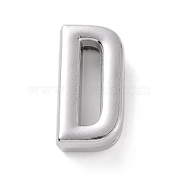 Alloy Letter Slide Charms, Platinum, Letter.D, 20.5~21x6~10.5x6.5mm, Hole: 17.5~18x2.5mm(FIND-A023-17D)