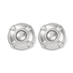 304 Stainless Steel Flat Round Stud Earrings, Stainless Steel Color, 30.5x30.5mm(EJEW-K295-17P)