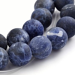 Frosted Natural Sodalite Round Bead Strands, 6mm, Hole: 1mm, about 65pcs/strand, 14.9 inch(G-F231-01-6mm)