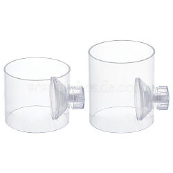SUPERFINDINGS 2Pcs 2 Styles Transparent Acrylic Aquarium Shrimp Food Feeder Tube, Fish Tank Feeding Bowls Tubes, with Suction Cups, Column, Clear, 70x55~80mm, 1pc/style(AJEW-FH0001-40)