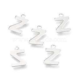 Non-Tarnish 201 Stainless Steel Charms, Alphabet, Letter.Z, 12x7.8x0.5mm, Hole: 1.4mm(STAS-C021-06P-Z)