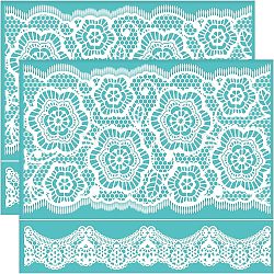 Self-Adhesive Silk Screen Printing Stencil, for Painting on Wood, DIY Decoration T-Shirt Fabric, Turquoise, Floral Pattern, 220x280mm(DIY-WH0338-058)