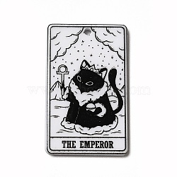 Tarot Theme Printed Acrylic Pendants, Rectangle with Cat Pattern Charms, The Emperor IV, 39x24x2.5mm, Hole: 1.8mm(MACR-G061-04K)