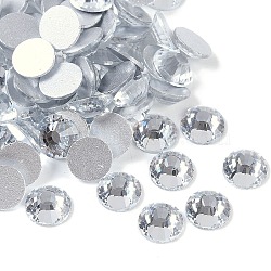 Glass Flat Back Rhinestone, Grade A, Back Plated, Faceted, Half Round, Crystal, 8~8.3mm, about 144pcs/bag(X-RGLA-C002-SS40-001)