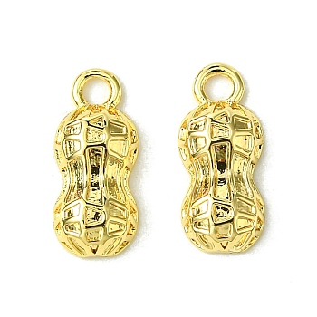 Brass Charms, Peanut, Real 18K Gold Plated, 12x5.5x2.5mm, Hole: 1.6mm