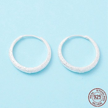 Textured 925 Sterling Silver Small Huggie Hoop Earrings, Exquisite Minimalist Earrings for Girl Women, Silver, 3x20mm, Pin: 0.8mm